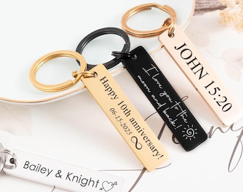 Custom Engraved Stainless Steel Keychain, Personalized Gift