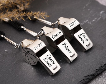 Personalized Whistle, Football Coach Gift Anniversary Gifts for Him, Custom Whistle Engraved Soccer Football Basketball Teacher Appreciation