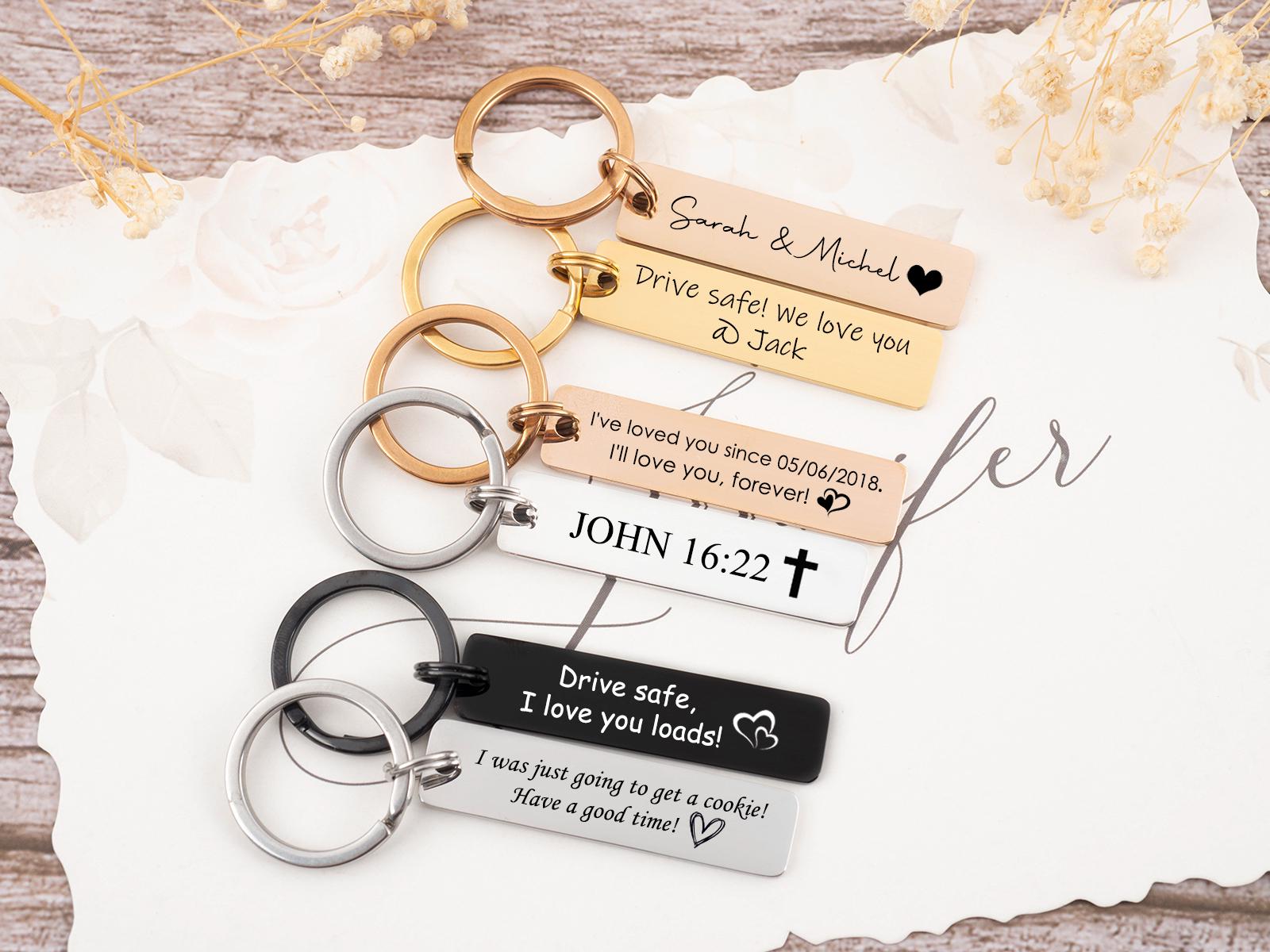 Stainless Steel Keychain,Custom Engraved Key Chain Personalized Key Ring Gifts for Him,Best Friend Gifts for Mom Birthday Gift Boyfriend