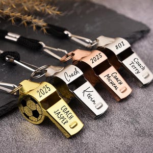 Custom Engraved Coaches Whistle Lanyard,Stainless Team Football Basketball Whistles,Coach Ref Referee Lifeguard Trainer Gift Personalized