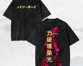 Vintage Robot Action Movie Graphic Washed Shirt, bF114bHa