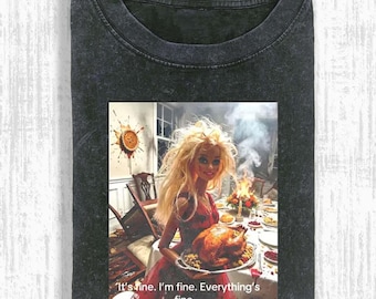 Funny Distressed Dolls Graphic Shirt, I”m Fine Tired Dolls Everything Is Fine Humor Shirt