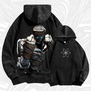 Vintage Robot Action Movie Graphic Washed Shirt, b811FbTc