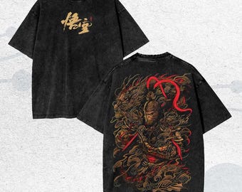 Vintage Action RPG Monkey Game Character Graphic Washed Shirt, bM19JaTa