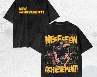 Vintage Washed Graphic T-Shirt, Fantasy Dungeon Adventure Game Inspired Print, New Achievement Slogan Shirt, cF23SbTc