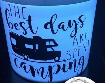 Camping Bucket Bundle Kit, Does not include Bucket, Saves on Shipping and Price, Includes Light Set w Remote & Large Vinyl Outdoor Decal