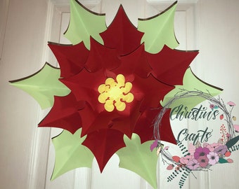 Poinsettia Flower Petal Template for Large 3D Paper Flower SVG, PNG & JPG Digital Files for Cricut - photo backdrop / flower wall Christmas