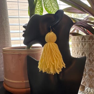 Yellow Tassel Earrings - medium length