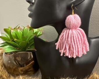 Pink tassel earrings (shorties pictured)