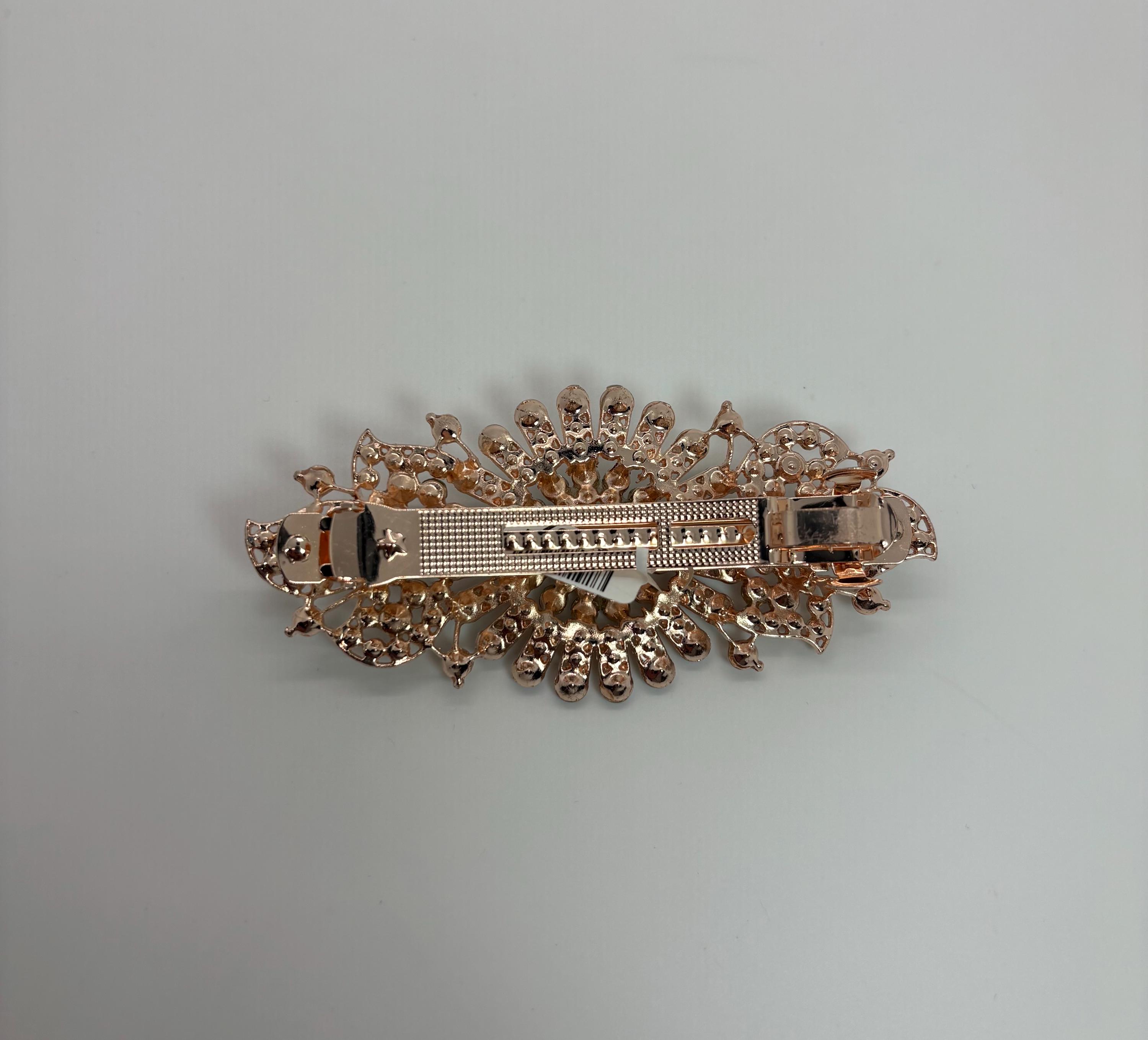 Rose Gold Tone AB Iridescent Crystal Hair Clip, Rose Gold AB  display picture 2