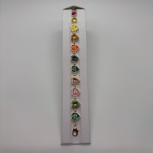 Färgglatt regnbågshjärtarmband, flerfärgat hjärtarmband, guld- och regnbågshjärtarmband, mors dag-berlockarmband