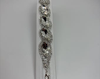 Pulsera de halo de cristal transparente, pulsera de diamantes de imitación transparentes y plateados, pulsera nupcial de cristal transparente