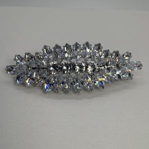 Pinza para el cabello con circonitas cúbicas transparentes, pasador plateado, accesorio nupcial, pinza para el cabello de boda con circonitas cúbicas