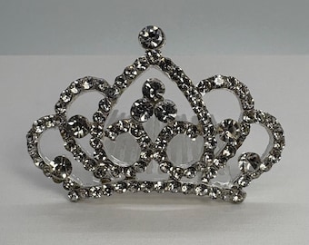 Clear Crystal Princess Tiara, Flower Girl Tiara, Pageant Hair Accessory, Princess Crystal Crown, Silver Rhinestone Mini Crown