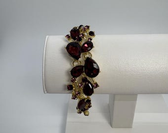 Pulsera de lágrima granate y morada, pulsera de cristal granate, pulsera llamativa granate, pulsera de boda granate