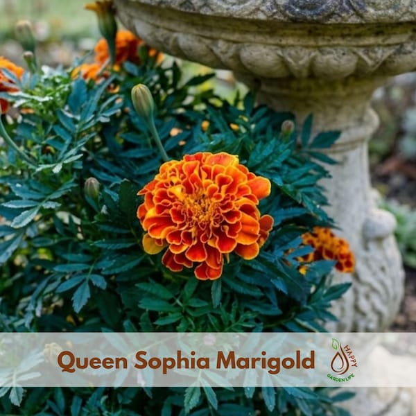 Queen Sophia Marigold Seeds - Edible -Open-Pollinating - Potted - Cold Resistant - Dwarf - Plant in Spring/After frost