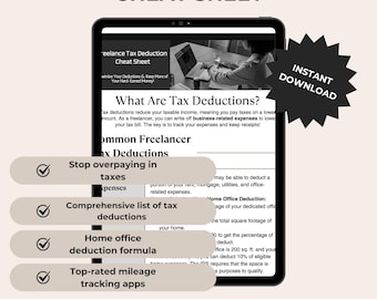 Foglio riassuntivo per le detrazioni fiscali per i freelance / Guida fiscale per i lavoratori autonomi / Detrazioni fiscali per le piccole imprese / Organizzatore fiscale stampabile / Strumenti per imprenditori