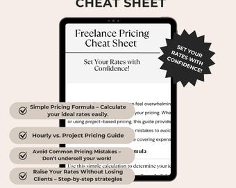 Freelance Pricing Cheat Sheet | Freelance Rates | Freelance Guide | Self-Empoyed Rates | Digital Download | Budget Guide | Finance Tracker