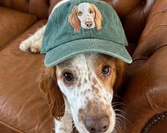 Custom Embroidered Pet Wash Hat, Personalized Dog Portrait Washed Cotton Cap, Custom Cat Photo Baseball Hat, Dog Mom Gift, Pet Lover Hat