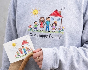 Custom Embroidered Kids Drawing Sweatshirt, Personalized Child Art Hoodie, Mother's Day Gift, Turn Drawing into Embroidery, Family Keepsake