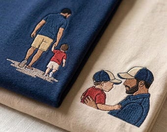 Custom Embroidered Father's Day Shirt, Personalized Dad Photo Shirt, Gift for Grandpa, Custom Portrait Shirt, Father's Day Gift Shirt
