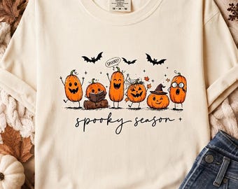 Comfort Colors Spooky Season Shirt, Funny Pumpkin Halloween Tee, Cute Jack O Lantern Top, Cozy Fall Apparel, Halloween Party Shirt