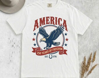 USA 250th Anniversary Shirt, Vintage America Eagle Tee, Patriotic 4th of July Tshirt, 250 Years of Freedom Semiquincentennial Top