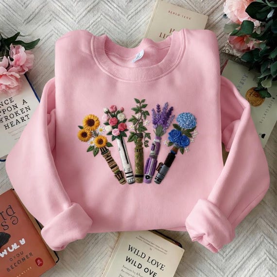 Star Wars Lightsaber Flower Shirt, Floral Jedi Hilt Tee, Sci-Fi Botanical Gift, 100% Cotton Galactic Top, Whimsical Nerd Apparel