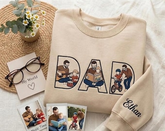 Custom Embroidered DAD Photo Shirt, Personalized Multi Photo Shirt, Gift for Dad, Family Photo Shirt, Custom Father’s Day Shirt, Pet Dad