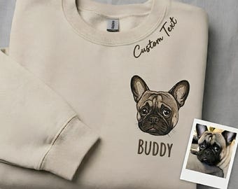 Embroidered Custom Pet Portrait, Your Pet’s Unique Face on a Premium Sweater, Personalized for You with Unlimited Proofs & Custom Names