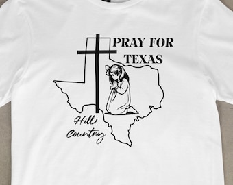 Texas Starke Fluthilfe T-Shirt, Beten Sie für Texas, patriotische Unterstützung, Camp Mystic Hill Country T-Shirt, Komfortfarben, Flutopfer Shirt