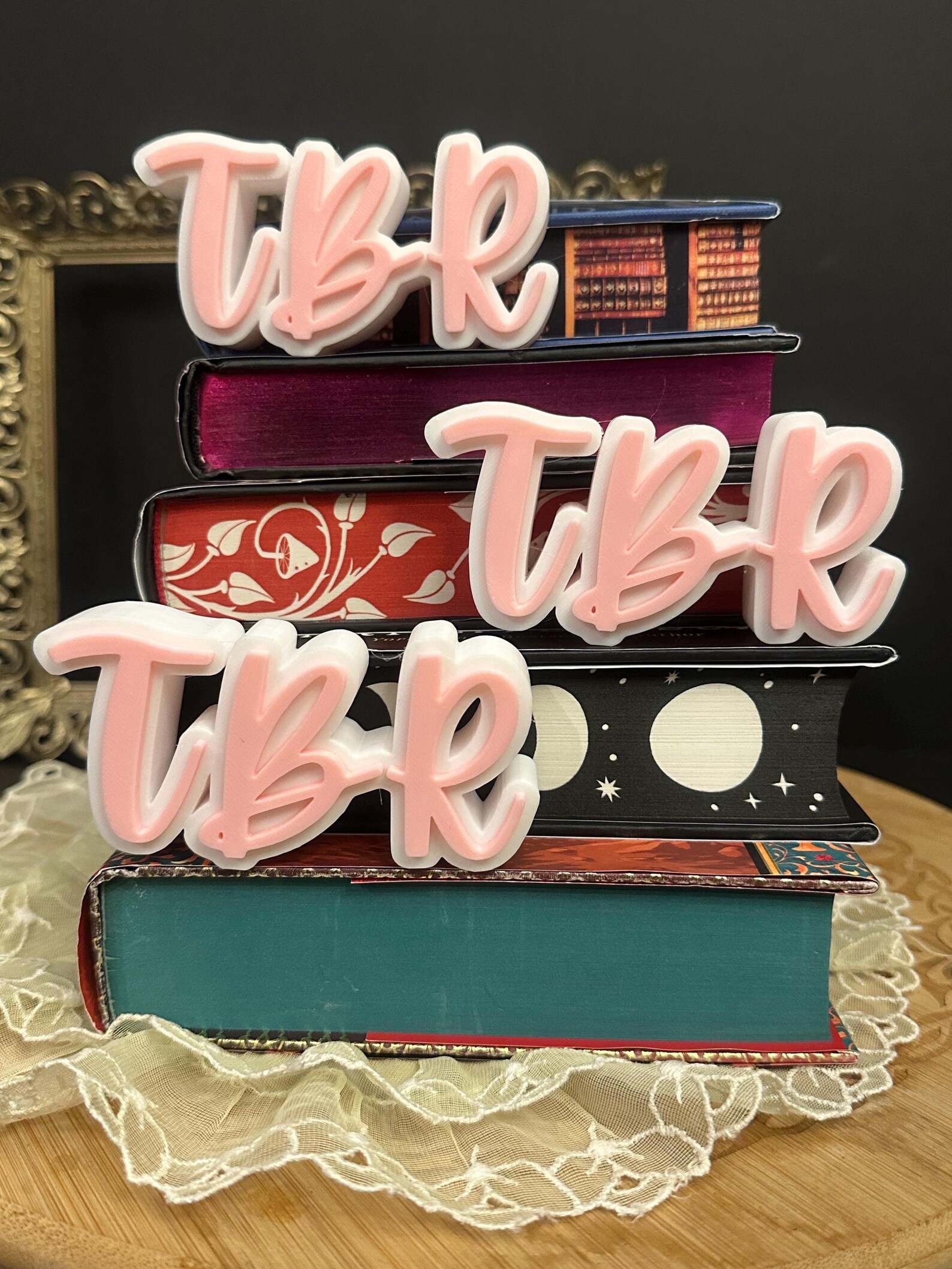 Tbr Sign TBR Bookshelf Sign Library Book Lover Gift Pink and White Book Club ...