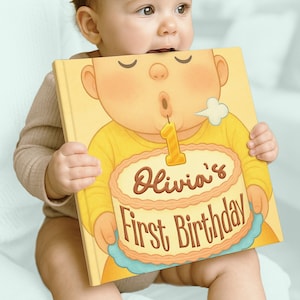 Personalized First 1st Birthday baby book 1-Year-Old Gift storybook girl boy kid milestone Keepsake Custom Children's Book Present with Name