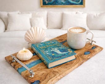 Turquoise blue olive wood epoxy charcuterie board