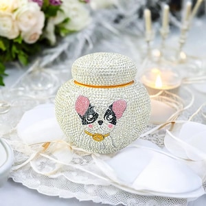 Handmade ceramic with crystal pet urn - modern pet memorial, size 430ml 115x117mm