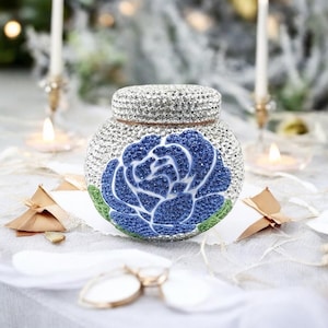 Handmade ceramic with crystal pet urn - modern pet memorial, size 100ml 73*77mm