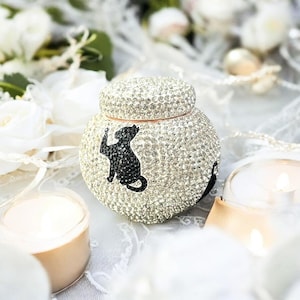 Handmade ceramic with crystal pet urn - modern pet memorial, size 100ml 73*77mm