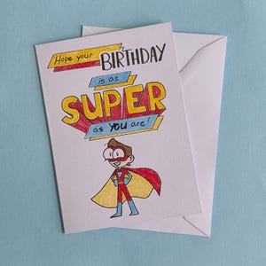 Superhero Boy in Red Birthday Card
