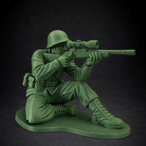 XL Army Man Figurine – 3D Printed Military Decor, 8" Tall SNIPER
