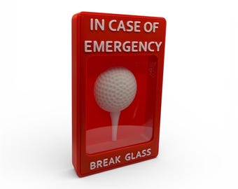 Caja de cristal de emergencia para golf con bola – Regalo divertido para la decoración del escritorio del golfista