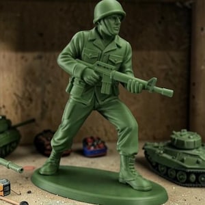 XL Army Man Figurine – 3D Printed Military Decor, 8" Tall RIFLEMAN 1-STANDING