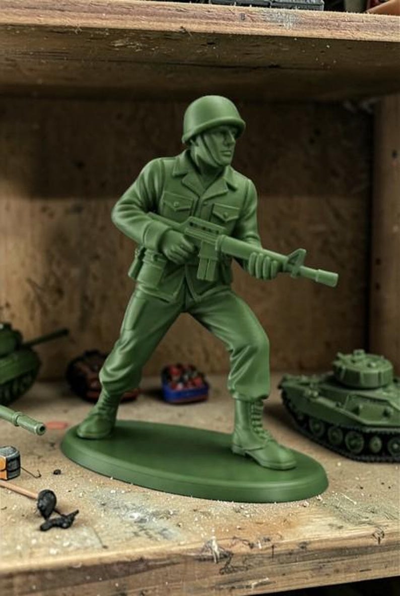 XL Army Man Figurine – 3D Printed Military Decor, 8" Tall RIFLEMAN 1-STANDING