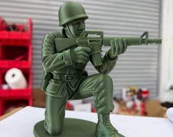 XL Army Man Figurine – 3D Printed Military Decor, 8" Tall