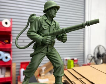 Flamethrower XL Soldier Figurine – Tall Army Man Statue