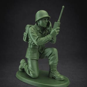 XL Army Man Figurine – 3D Printed Military Decor, 8" Tall RADIO