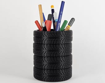 Portalápices con forma de neumático / Soporte para latas / Organizador de escritorio con forma de neumático / Decoración automotriz