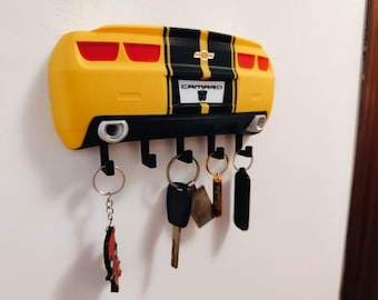 Gelber Sportwagen-Schlüsselhalter - An der Wand befestigtes Rücklicht-Schlüsselregal