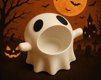 Ghost Candy Bowl – Halloween Treat Holder, Spooky Table Décor