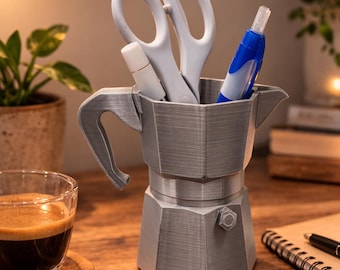 Moka Pot Schreibtisch Organizer - Stifthalter im Espresso Stil