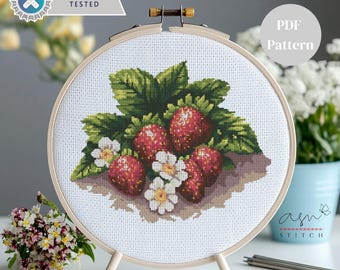 Strawberry Cross Stitch Pattern, Cross Stitch Pattern, Cross Stitch Strawberries Pattern, Easy Cross Stitch Pattern